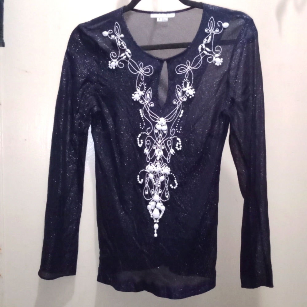 Blue sheer long sleeve sz 8